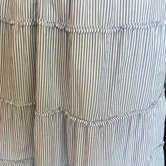 J Crew Blue White Stripe Smocked Tiered Midi Dress Size M Coastal Sundress Beach - Picture 9 of 10